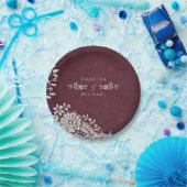 ブルゴーニュエレガントーのヴィンテージレース結婚ラスティック ペーパープレート (パーティー)