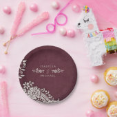 ブルゴーニュエレガントーのヴィンテージレース結婚ラスティック ペーパープレート (パーティー)