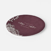 ブルゴーニュエレガントーのヴィンテージレース結婚ラスティック ペーパープレート (アングル)