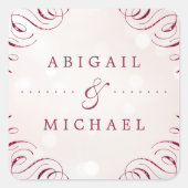 ブルゴーニュエレガントーの華やかなグラムのヴィンテージ結婚式 スクエアシール (正面)