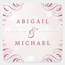 ブルゴーニュエレガントーの華やかなグラムのヴィンテージ結婚式 スクエアシール