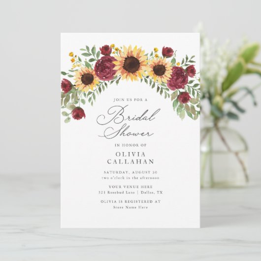 ブルゴーニュエレガントーひまわりフローラブライダルシャワー 招待状 (スタンド正面)