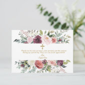 ブルゴーニュエレガントーアイボリーフローラフレーム金ゴールドバプテスマ サンキューカード (スタンド正面)