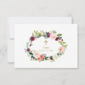 ブルゴーニュエレガントーアイボリーフローラフレーム金ゴールドバプテスマ サンキューカード (裏面)