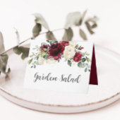 ブルゴーニュエレガントーアイボリーフローラ結婚ズフードテント カード