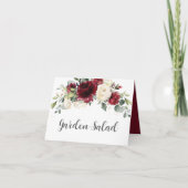 ブルゴーニュエレガントーアイボリーフローラ結婚ズフードテント カード (正面)