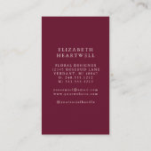 ブルゴーニュエレガントーアイボリー水彩フローラモノグラム 名刺 (裏面)