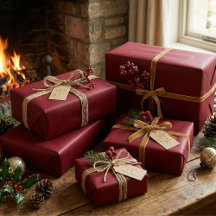 ブルゴーニュエレガントークラシックワインレッドギフトラップ