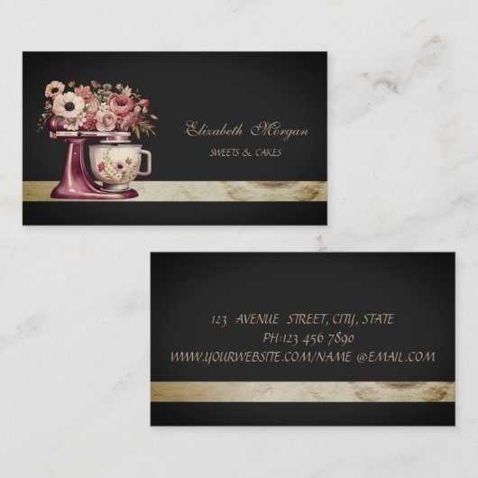ブルゴーニュエレガントーケーキミキサーブラックベーカリー 名刺 (正面/裏面)