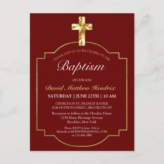 ブルゴーニュエレガントーゴールデンクロスボーイズバプテスインビタ ポストカード (正面)