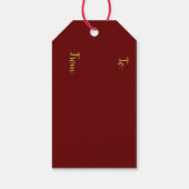 ブルゴーニュエレガントーゴールデンスノーフレーククリスマス ギフトタグ (裏面)