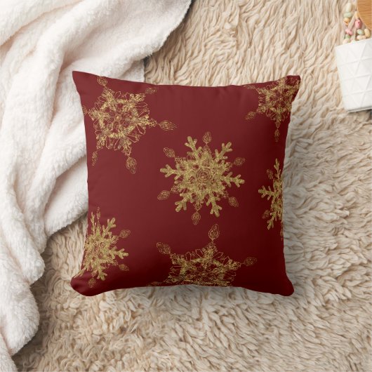 ブルゴーニュエレガントーゴールデンスノーフレーク クッション (ブランケット)