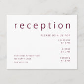 ブルゴーニュエレガントータイポグラフィウェディングレセプション エンクロージャーカード (正面)