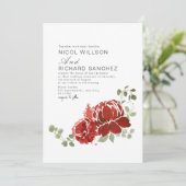 ブルゴーニュエレガントーダークグリーンフローラ冬の結婚式 招待状 (スタンド正面)