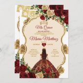 ブルゴーニュエレガントーバラプリンセス金ゴールドキンセアニラ 招待状 (正面/裏面)