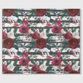 ブルゴーニュエレガントーバララージストライプクリスマス ラッピングペーパー (フラット)