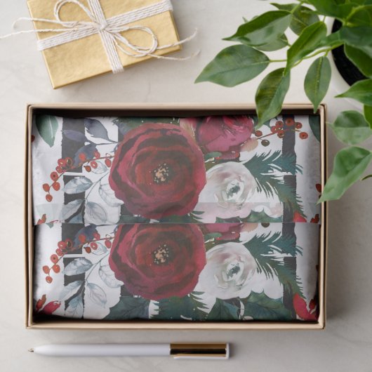 ブルゴーニュエレガントーバララージストライプクリスマス 薄葉紙 (ギフト)