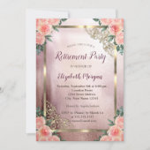 ブルゴーニュエレガントーバラ金ゴールドフレーム退職 招待状 (正面)