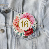 ブルゴーニュエレガントーピンクフローラ牡丹スイーツ16 缶バッジ (インサイチュ)