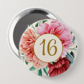 ブルゴーニュエレガントーピンクフローラ牡丹スイーツ16 缶バッジ (正面&裏面)