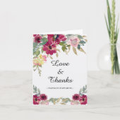 ブルゴーニュエレガントーピンク金ゴールドフローラ誕生日 サンキューカード (正面)