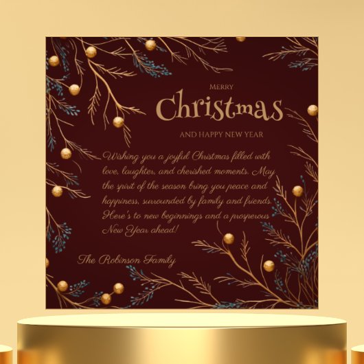 ブルゴーニュエレガントーファミリーモノグラムクリスマスカード シーズンカード