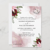 ブルゴーニュエレガントーフラワー結婚式招待状 招待状 (正面)