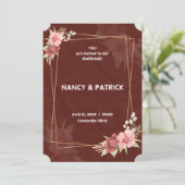 ブルゴーニュエレガントーフラワー結婚式招待状 招待状 (スタンド正面)