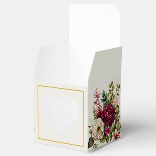 ブルゴーニュエレガントーフローラバラ結婚式の引き出物ボックス フェイバーボックス (オープン)