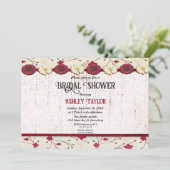 ブルゴーニュエレガントーフローラフレーム夏ブライダルシャワー 招待状 (スタンド正面)