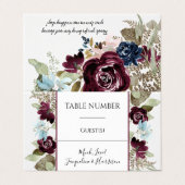 ブルゴーニュエレガントーフローラ青い葉プレイスカード 名刺 (外部フラット)