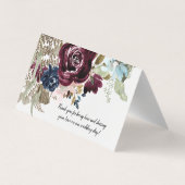 ブルゴーニュエレガントーフローラ青い葉プレイスカード 名刺 (裏面)