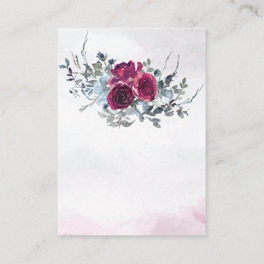 ブルゴーニュエレガントーブルーホワイトローズ結婚ズ エンクロージャーカード (裏面)