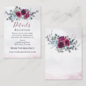 ブルゴーニュエレガントーブルーホワイトローズ結婚ズ エンクロージャーカード (正面/裏面)