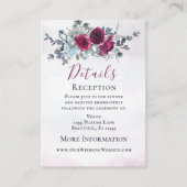 ブルゴーニュエレガントーブルーホワイトローズ結婚ズ エンクロージャーカード (正面)