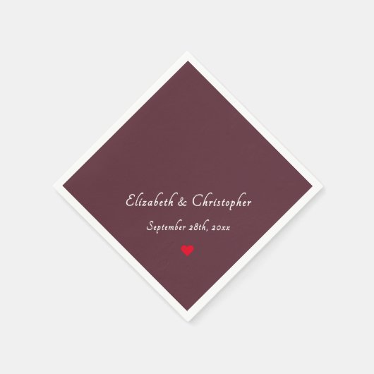 ブルゴーニュエレガントーモノグラムウェディングパーティーカクテル スタンダードカクテルナプキン (角)