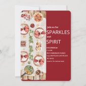 ブルゴーニュエレガントーレッドクリスマス 招待状 (正面)