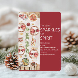 ブルゴーニュエレガントーレッドクリスマス 招待状