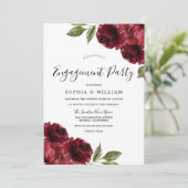 ブルゴーニュエレガントーレッドフラワーズ婚約パーティ 招待状 (スタンド正面)