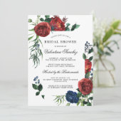 ブルゴーニュエレガントーレッドブルーフローラブライダルシャワーInv 招待状 (スタンド正面)