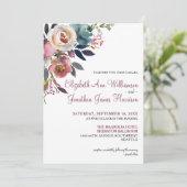 ブルゴーニュエレガントーワインダスティブルーブルーフローラ結婚ズ 招待状 (スタンド正面)