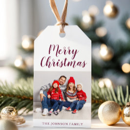 ブルゴーニュエレガントー写真クリスマス ギフトタグ