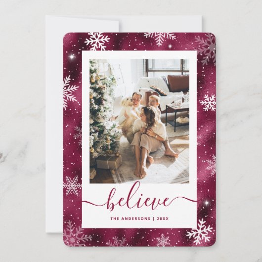 ブルゴーニュエレガントー写真スノーフレーク シーズンカード (正面)