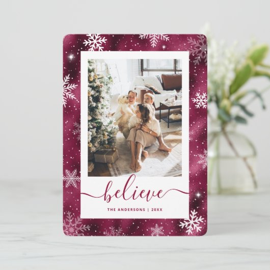 ブルゴーニュエレガントー写真スノーフレーク シーズンカード (スタンド正面)