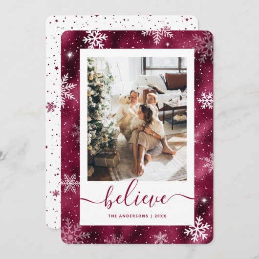 ブルゴーニュエレガントー写真スノーフレーク シーズンカード (正面/裏面)