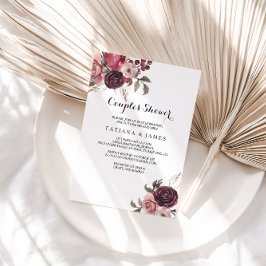 ブルゴーニュエレガントー夏のフローラカップルのシャワー 招待状