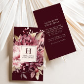 ブルゴーニュエレガントー水彩フローラモノグラム 名刺