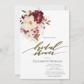 ブルゴーニュエレガントー白い花ブライダルシャワー 招待状 (正面)