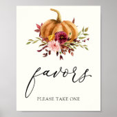 ブルゴーニュエレガントー秋のカボチャは看板を支持 ポスター (正面)