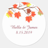 ブルゴーニュエレガントー秋リーフ結婚式用シール ラウンドシール (正面)